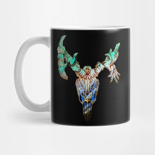 Psychedelic Deer Skull Made of Hands Blue and Gold Metal Mug